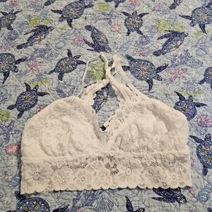 Aerie Lace Halter Bandeau - White